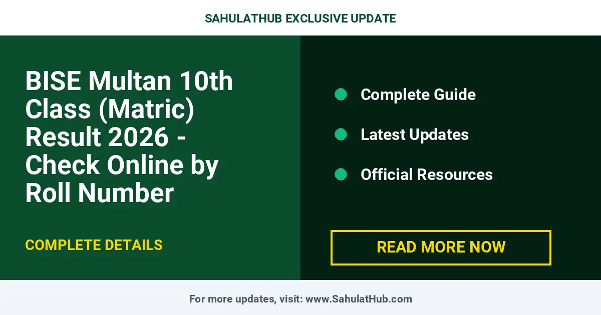 BISE Multan 10th Class (Matric) Result 2026 - Check Online by Roll Number