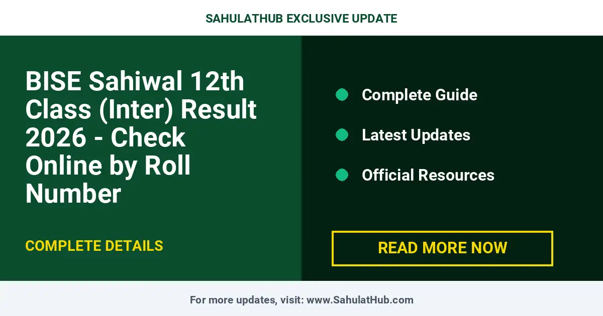 BISE Sahiwal 12th Class (Inter) Result 2026 - Check Online by Roll Number
