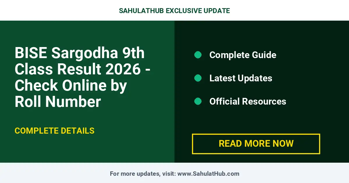 BISE Sargodha 9th Class Result 2026 - Check Online by Roll Number