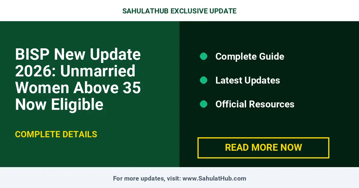 BISP New Update 2026: Unmarried Women Above 35 Now Eligible — Government Scheme Pakistan 2026