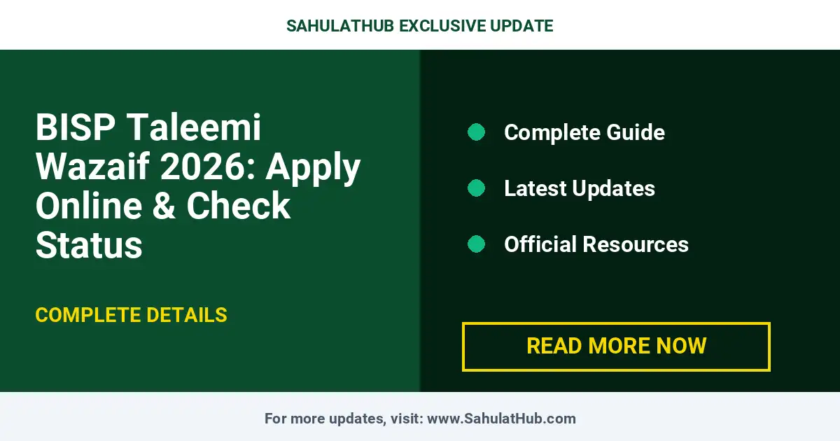 BISP Taleemi Wazaif 2026: Apply Online & Check Status — Government Scheme Pakistan 2026