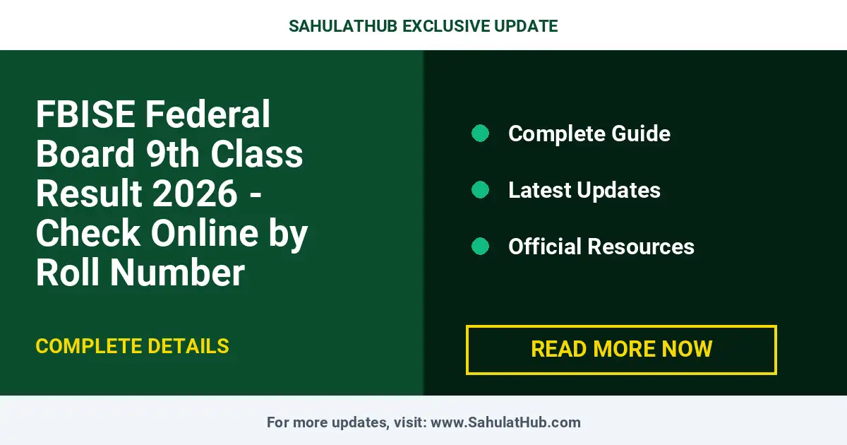 FBISE Federal Board 9th Class Result 2026 - Check Online by Roll Number