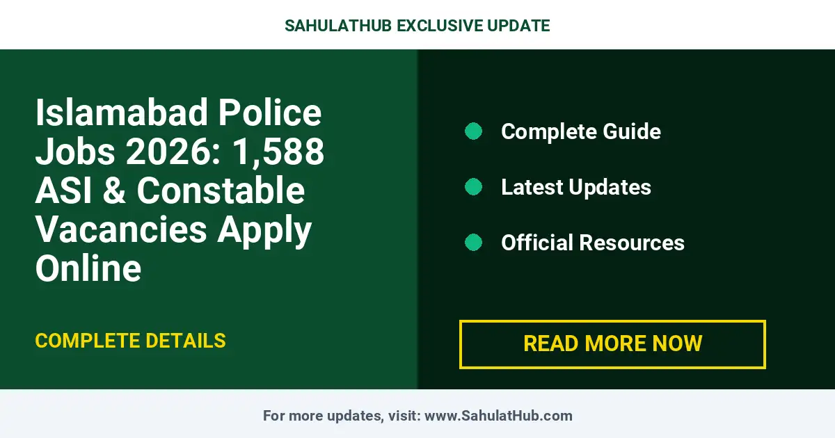 Islamabad Police Jobs 2026: 1,588 ASI & Constable Vacancies Apply Online — Career Guide Pakistan 2026
