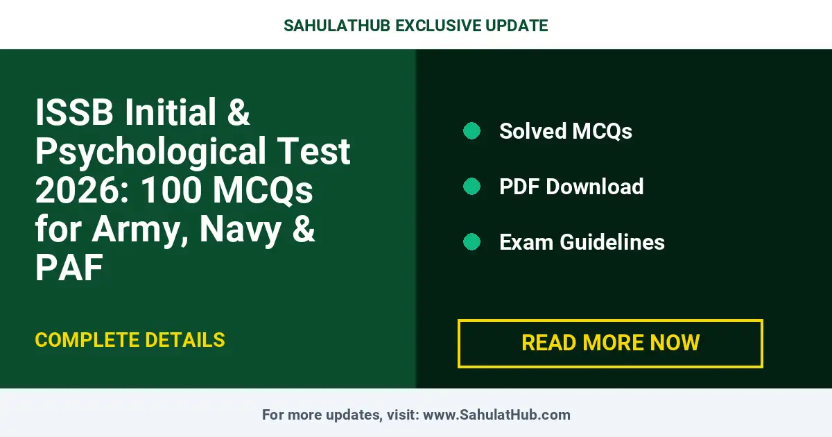 ISSB Initial & Psychological Test 2026: 100 MCQs for Army, Navy & PAF