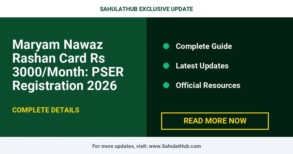 Maryam Nawaz Rashan Card Rs 3000/Month: PSER Registration 2026