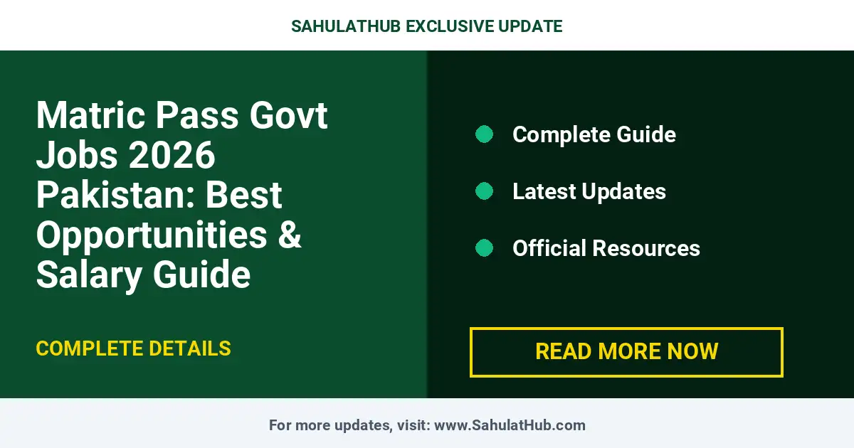 Matric Pass Govt Jobs 2026 Pakistan: Best Opportunities & Salary Guide — Career Guide Pakistan 2026