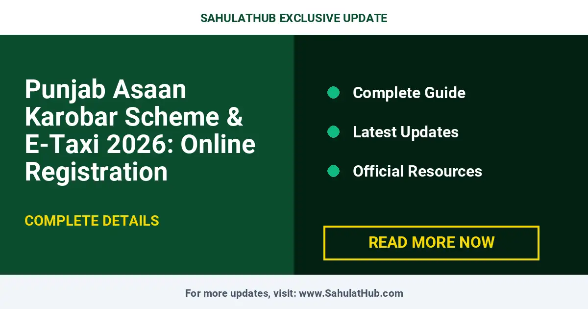 Punjab Asaan Karobar Scheme & E-Taxi 2026: Online Registration