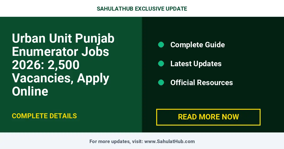 Urban Unit Punjab Enumerator Jobs 2026: 2,500 Vacancies, Apply Online — Career Guide Pakistan 2026